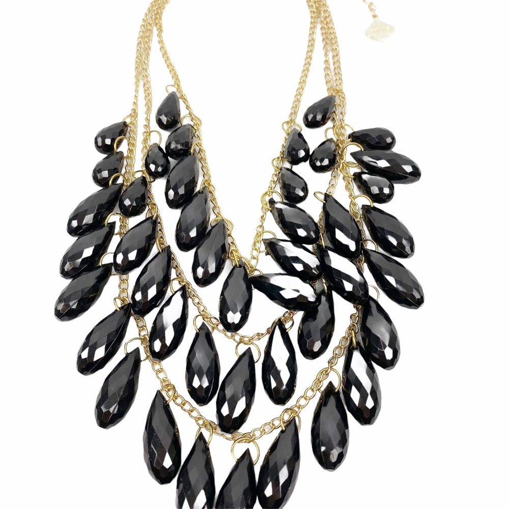 NWT FORNASH 3-Tier Glad & Black Necklace - Picture 3 of 5